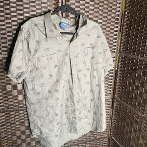 Harry Potter Shirt Adult XL Deathly Hallows Short Sleeve Gray Button Up Mens